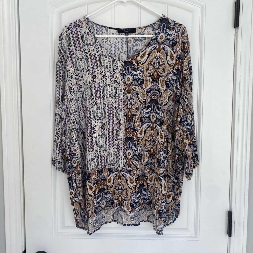 B.L.E.U Women's 3/4 Sleeve Top Size 1X
